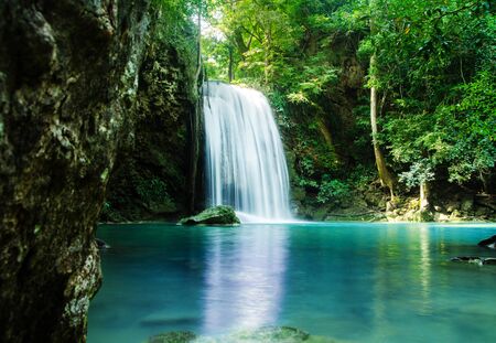 waterfall in deep forest , thailandの写真素材