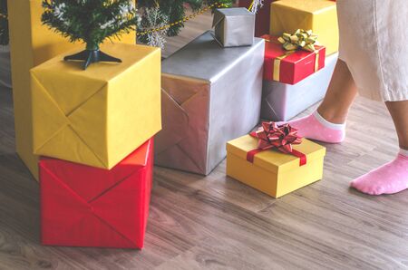 gift box and christmas festivalの写真素材