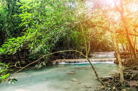 waterfall in deep forest , thailandの写真素材