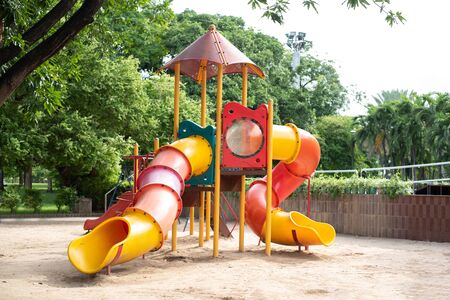  playground on yard in the parkの写真素材