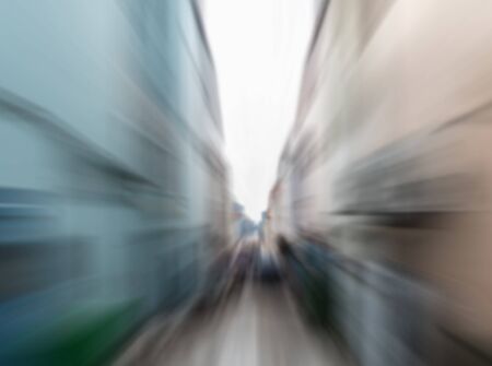 image of Abstract blurred outdoor table and chait in garden on day time for background usageの写真素材