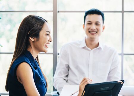Business people talking in work space or team meetingの写真素材