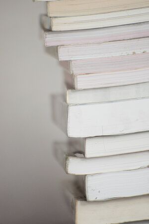 group of book stacking on tableの写真素材