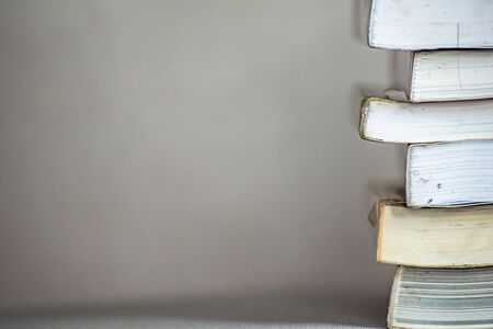 group of book stacking on tableの写真素材