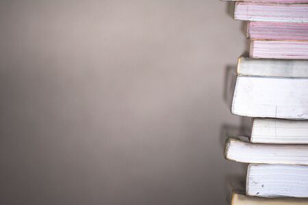 group of book stacking on tableの写真素材