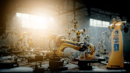 heavy automation robotic arms machine in smart factory industrial,Industry 4.0 conceptの写真素材