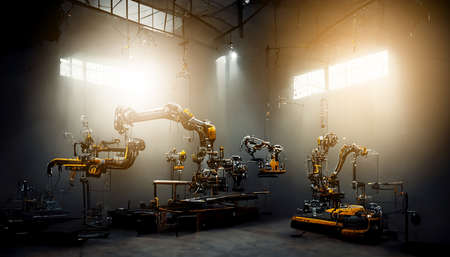 heavy automation robotic arms machine in smart factory industrial,Industry 4.0 conceptの写真素材
