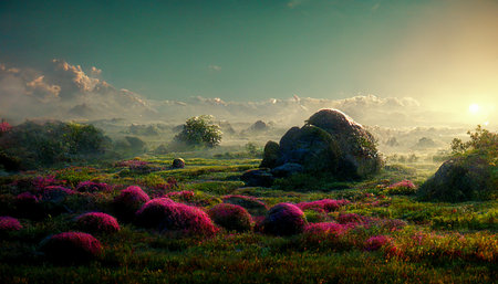 painted of landscape view of mountain view  Illustation ,AI generateの写真素材