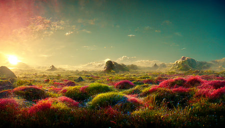 painted of landscape view of mountain view  Illustation ,AI generateの写真素材