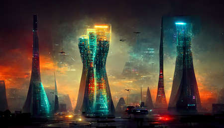 design of future of metropolist with a lot of building in cityの写真素材