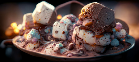 closeup of  cookie and cream flavor of ice cream , illustationの写真素材