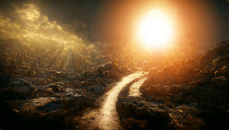 3D design of religion concept of way to heaven  , 3d illustationの写真素材