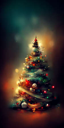abstarct christmas tree on blured backgroun poster ratioの写真素材