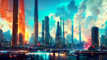 design of future of metropolist with a lot of building in cityの写真素材
