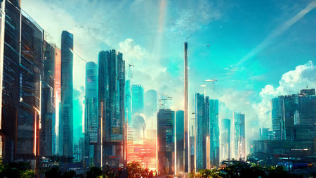 design of future of metropolist with a lot of building in cityの写真素材