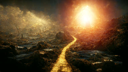 3D design of religion concept of way to heaven  , 3d illustationの写真素材
