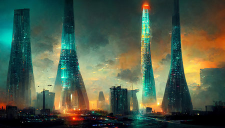 design of future of metropolist with a lot of building in cityの写真素材