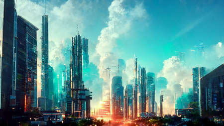 design of future of metropolist with a lot of building in cityの写真素材
