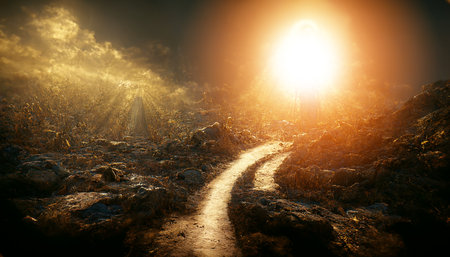 3D design of religion concept of way to heaven  , 3d illustationの写真素材