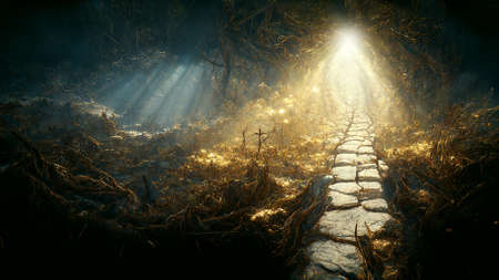 3D design of religion concept of way to heaven  , 3d illustationの写真素材