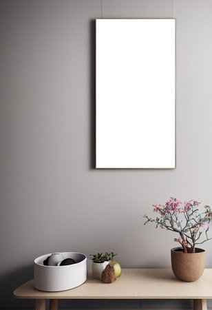 Empty Frame in a cozy living roomの写真素材