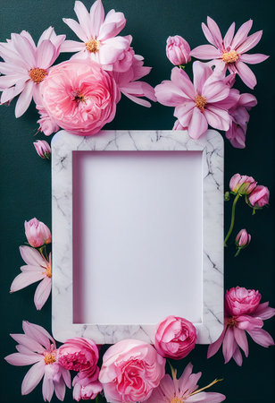 pink flower decoration on the frameの写真素材