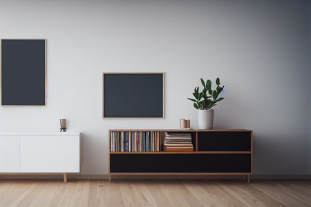 Empty Frame in a cozy living roomの写真素材