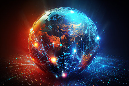 Global network concept. World map point. Global network planet Earth. illustrationの写真素材
