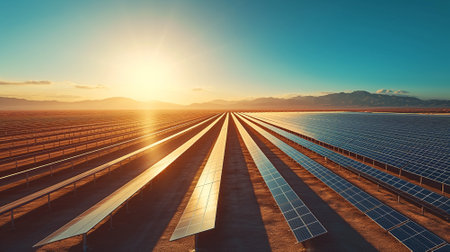 A Renewable Energy Landscape Captured at Duskの素材
