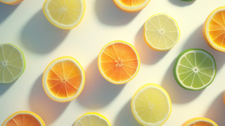Sliced Citrus Fruits Casting Shadowsの素材