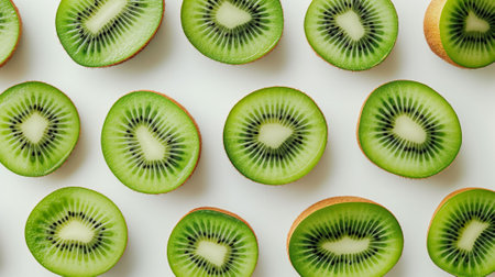 Sliced Kiwi Perfection - Freshness and Symmetry in Fruit Arrangementの素材