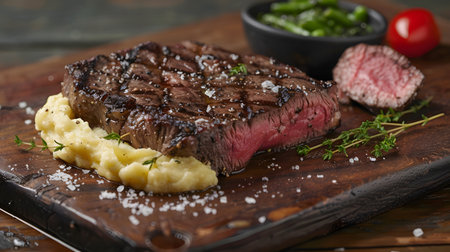 Juicy Medium-Rare Steak with Side Dishesの素材