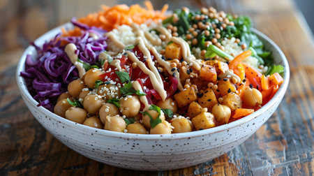 Fresh Vegetable and Legume Salad in a White Bowlの素材