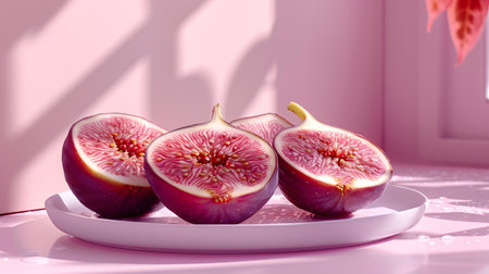 Fresh Cut Figs Bathed in Warm Lightの素材