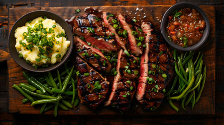 Deliciously Grilled Steak Meal with Sidesの素材