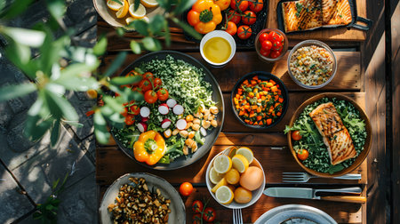 A Vibrant Display of Fresh and Healthy Food Outdoorsの素材