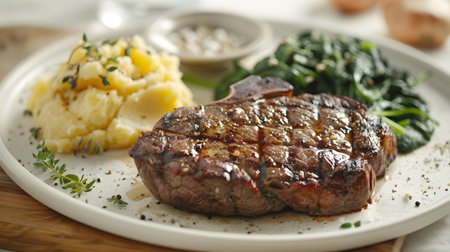 Grilled Steak and Spices on Wooden Boardの素材