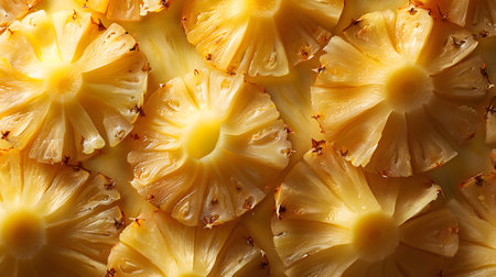 Fresh Pineapple Slices Arranged Tightlyの素材