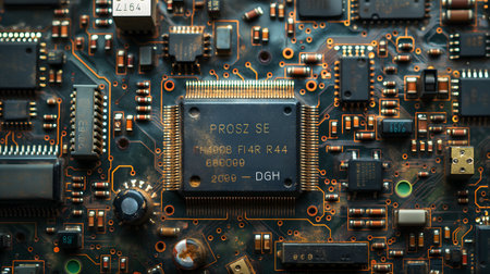 Detailed View of Complex Motherboard Componentsの素材