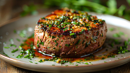 Gourmet Cooked Beef Steak with Seasoningの素材