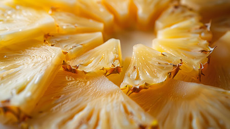 Fresh Pineapple Wedges Arranged in a Circleの素材
