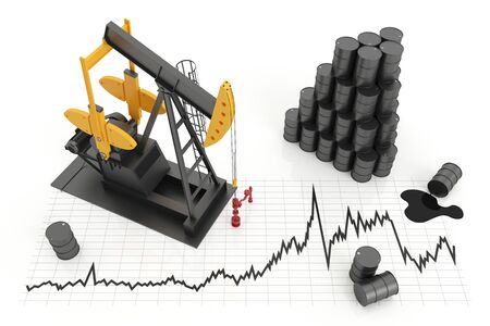 Concept of oil production and extraction, isolated whiteの写真素材