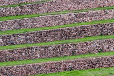 Green terraces at Moray, near Maras, Sacred Valley of Incas, Peruvian Andesの写真素材