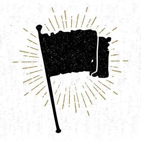 Hand drawn vintage icon with a textured flag vector illustration.のイラスト素材
