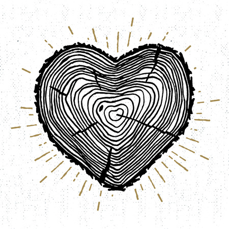 Hand drawn icon with a textured tree trunk vector illustration.のイラスト素材