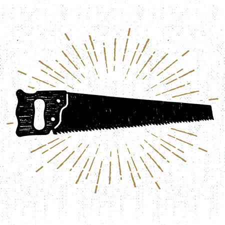 Hand drawn icon with a textured saw vector illustration.のイラスト素材