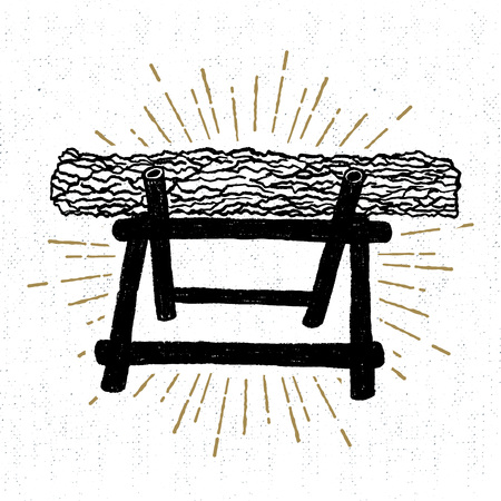 Hand drawn icon with textured log vector illustration.のイラスト素材