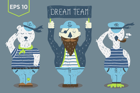 Dream Team marine vector illustration.のイラスト素材