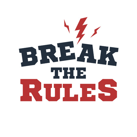 Inspirational red and black vector lettering on white background. Break the rules.のイラスト素材