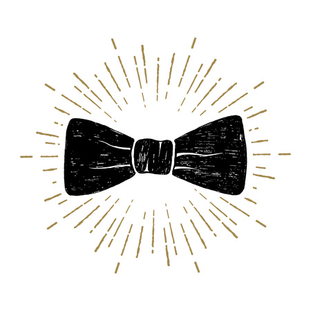 Hand drawn bow tie textured vector illustration.のイラスト素材